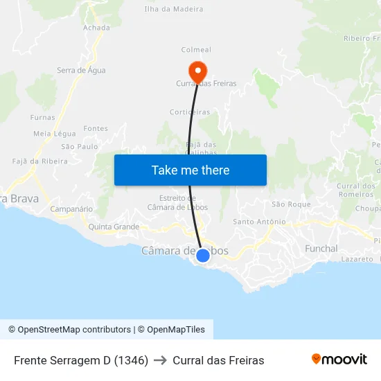 Frente Serragem  D (1346) to Curral das Freiras map