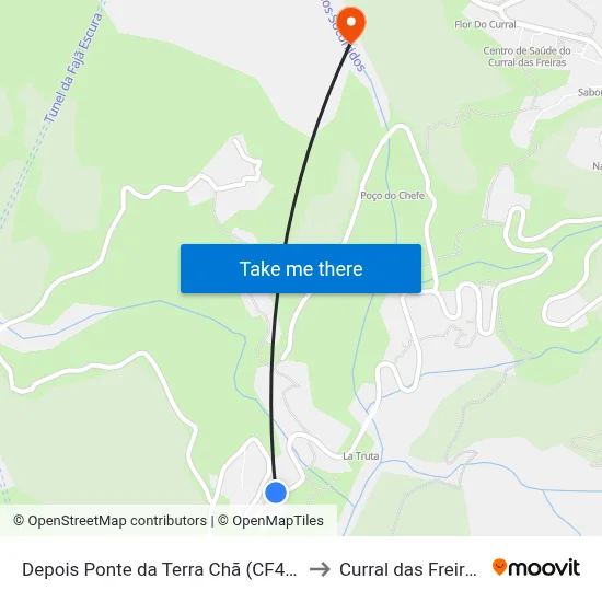 Depois Ponte da Terra Chã (CF41) to Curral das Freiras map