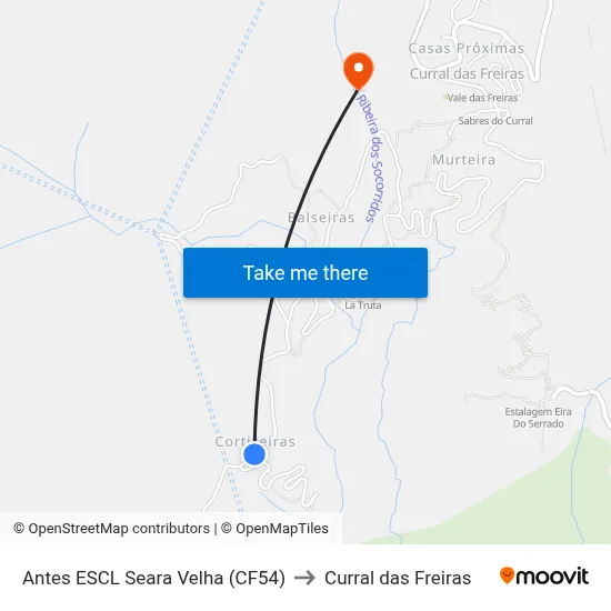 Antes ESCL Seara Velha (CF54) to Curral das Freiras map