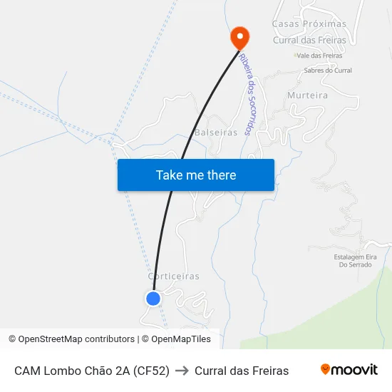 CAM Lombo Chão  2A (CF52) to Curral das Freiras map