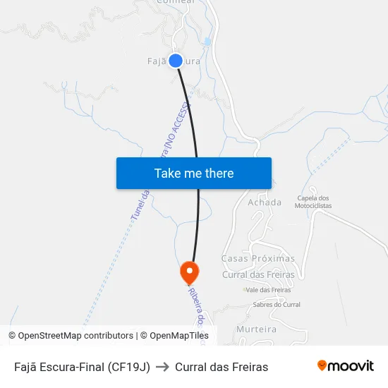 Fajã Escura-Final (CF19J) to Curral das Freiras map