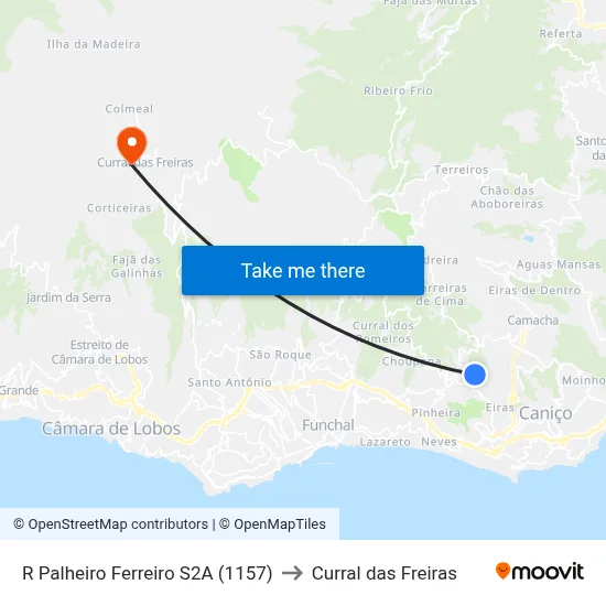 R Palheiro Ferreiro  S2A (1157) to Curral das Freiras map