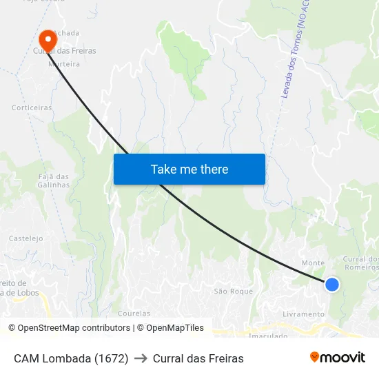 CAM Lombada (1672) to Curral das Freiras map