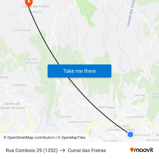 Rua Comboio  29 (1352) to Curral das Freiras map