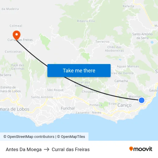 Antes Da Moega to Curral das Freiras map