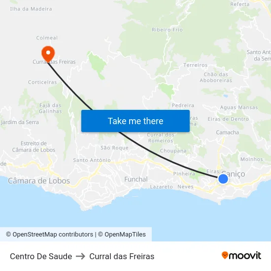 Centro De Saude to Curral das Freiras map