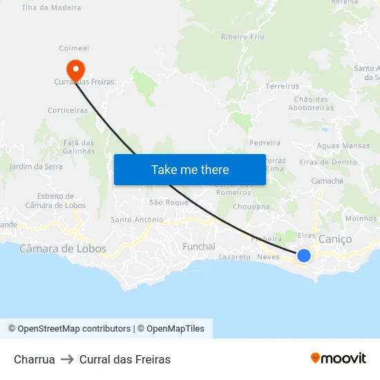 Charrua to Curral das Freiras map