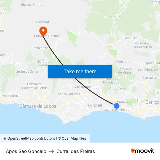Apos Sao Goncalo to Curral das Freiras map