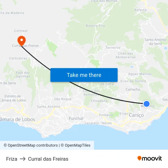 Friza to Curral das Freiras map