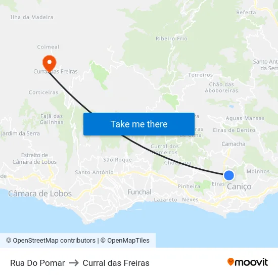 Rua Do Pomar to Curral das Freiras map
