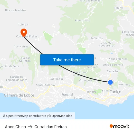 Apos China to Curral das Freiras map
