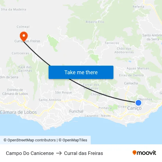 Campo Do Canicense to Curral das Freiras map