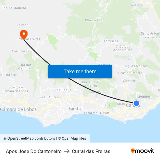 Apos Jose Do Cantoneiro to Curral das Freiras map