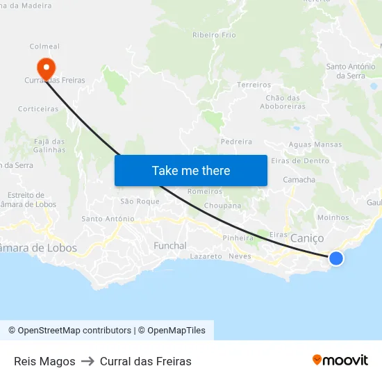 Reis Magos to Curral das Freiras map