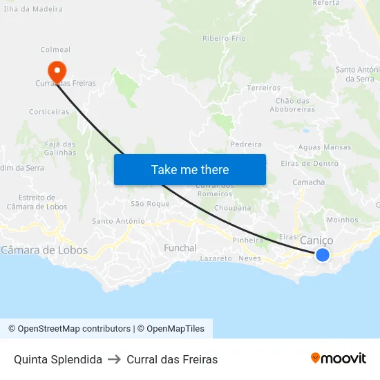 Quinta Splendida to Curral das Freiras map
