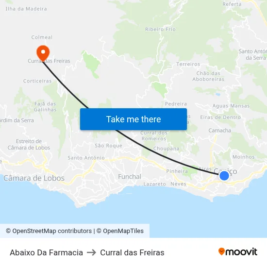 Abaixo Da Farmacia to Curral das Freiras map