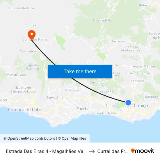 Estrada Das Eiras 4 - Magalhães Vasconcelos to Curral das Freiras map