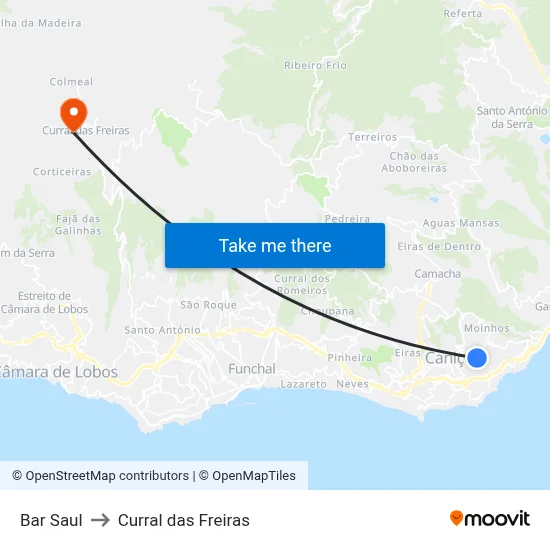 Bar Saul to Curral das Freiras map