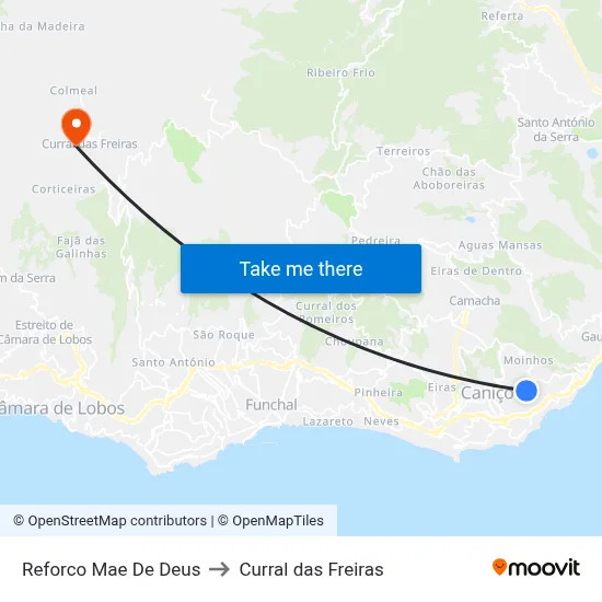 Reforco Mae De Deus to Curral das Freiras map