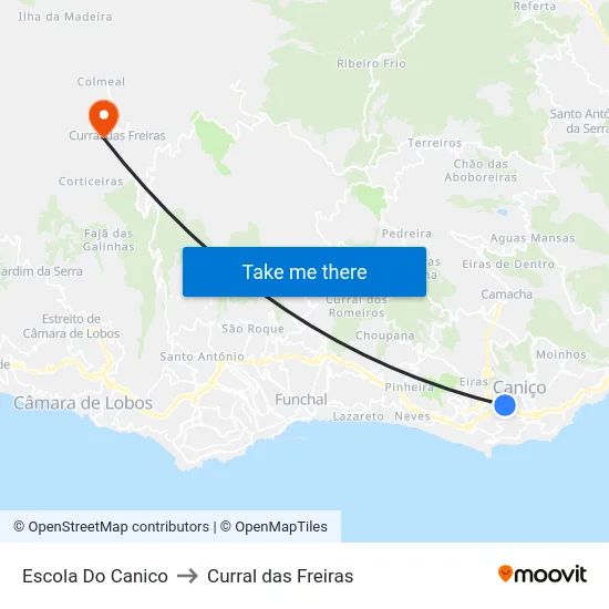 Escola Do Canico to Curral das Freiras map