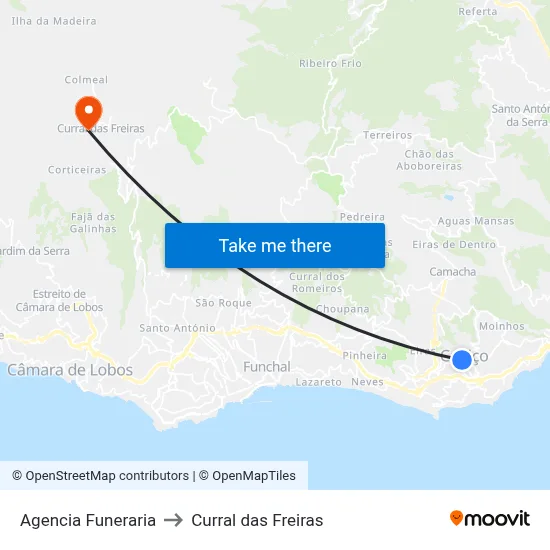 Agencia Funeraria to Curral das Freiras map