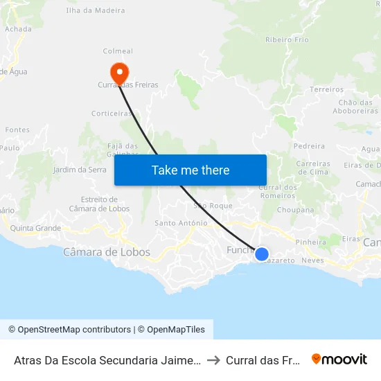 Atras Da Escola Secundaria Jaime Moniz to Curral das Freiras map