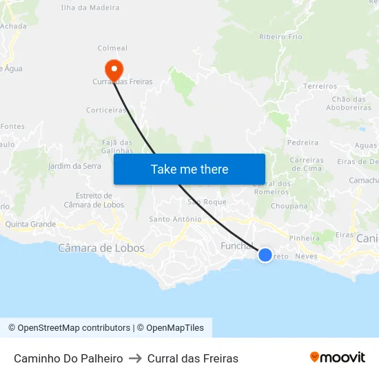 Caminho Do Palheiro to Curral das Freiras map