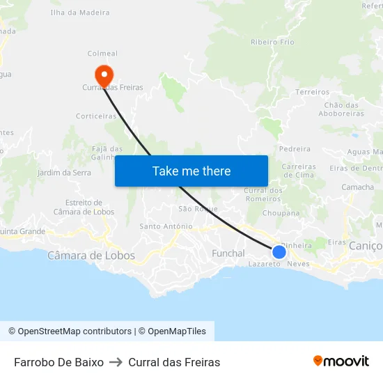 Farrobo De Baixo to Curral das Freiras map