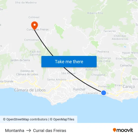 Montanha to Curral das Freiras map