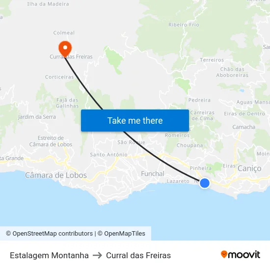 Estalagem Montanha to Curral das Freiras map