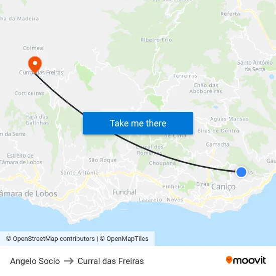 Angelo Socio to Curral das Freiras map