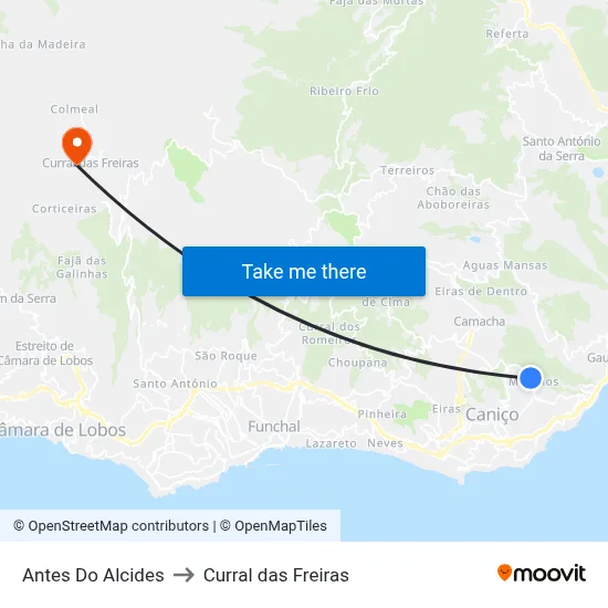 Antes Do Alcides to Curral das Freiras map