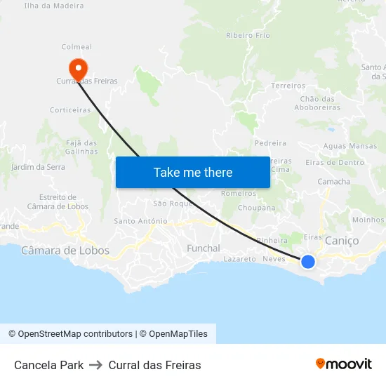 Cancela Park to Curral das Freiras map