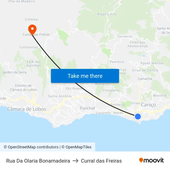 Rua Da Olaria Bonamadeira to Curral das Freiras map