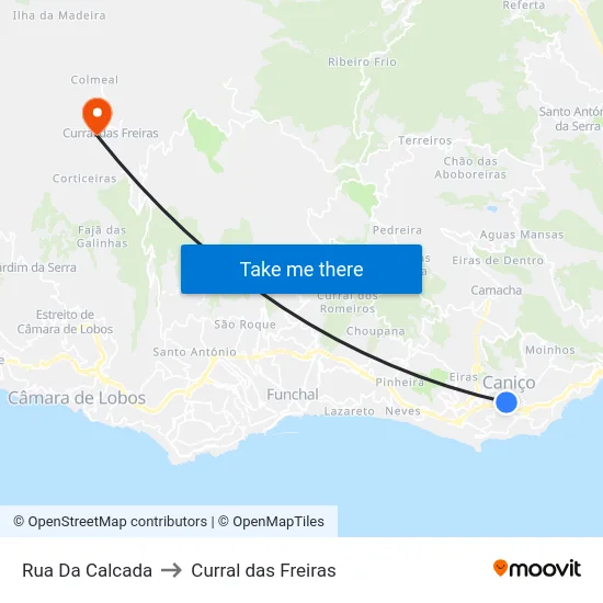 Rua Da Calcada to Curral das Freiras map