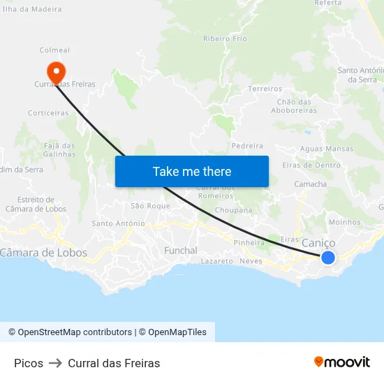 Picos to Curral das Freiras map