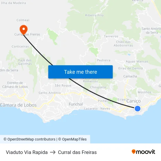 Viaduto Via Rapida to Curral das Freiras map