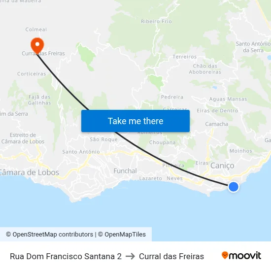 Rua Dom Francisco Santana 2 to Curral das Freiras map