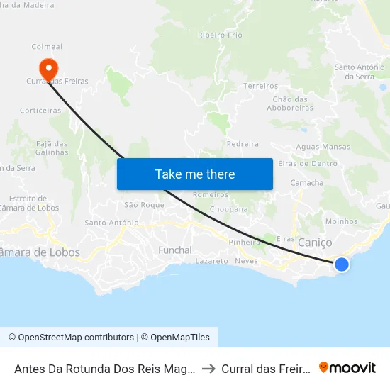 Antes Da Rotunda Dos Reis Magos to Curral das Freiras map
