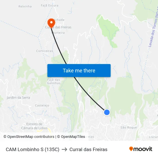 CAM Lombinho  S (135C) to Curral das Freiras map