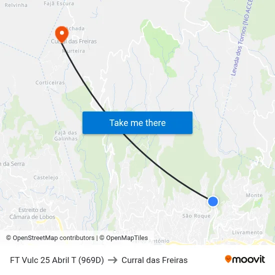FT Vulc 25 Abril  T (969D) to Curral das Freiras map