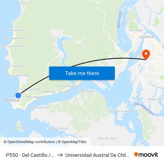 P550 - Del Castillo / Tomagaleones to Universidad Austral De Chile Campus Miraflores map