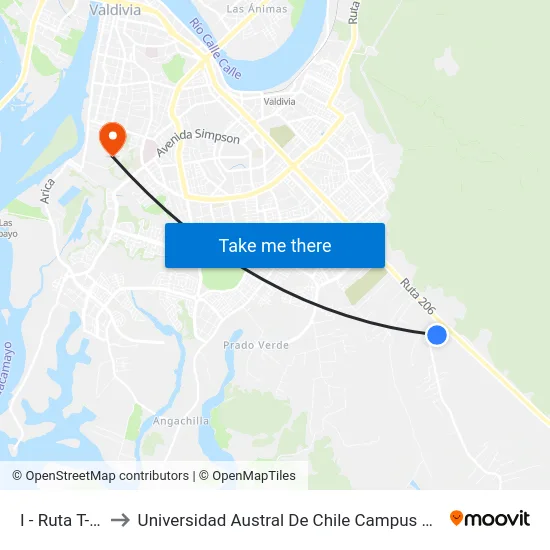 I - Ruta T-418 to Universidad Austral De Chile Campus Miraflores map