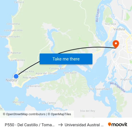 P550 - Del Castillo / Tomagaleones to Universidad Austral De Chile map