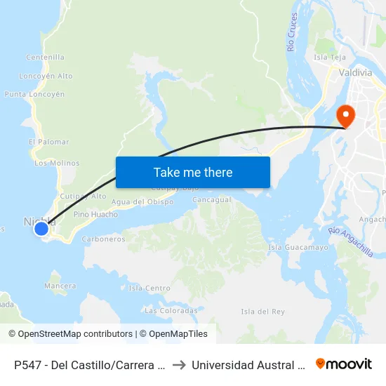 P547 - Del Castillo/Carrera Iturgoyen to Universidad Austral De Chile map