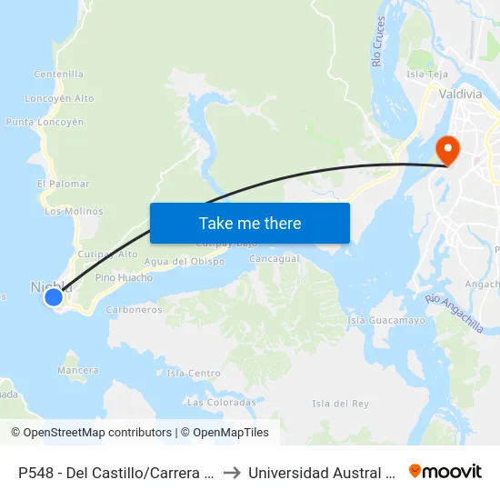 P548 - Del Castillo/Carrera Iturgoyen to Universidad Austral De Chile map