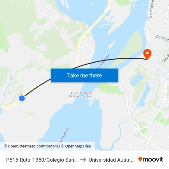 P515-Ruta T-350/Colegio San Luis Del Alba to Universidad Austral De Chile map