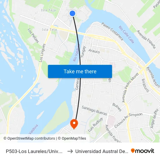 P503-Los Laureles/Univ.Austral to Universidad Austral De Chile map