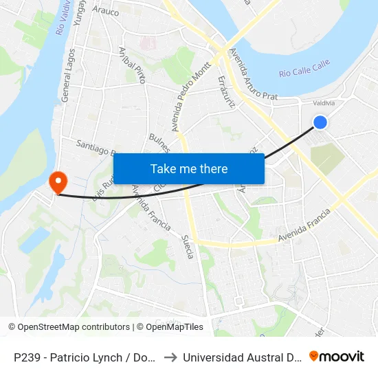 P239 - Patricio Lynch / Dos Bosco to Universidad Austral De Chile map