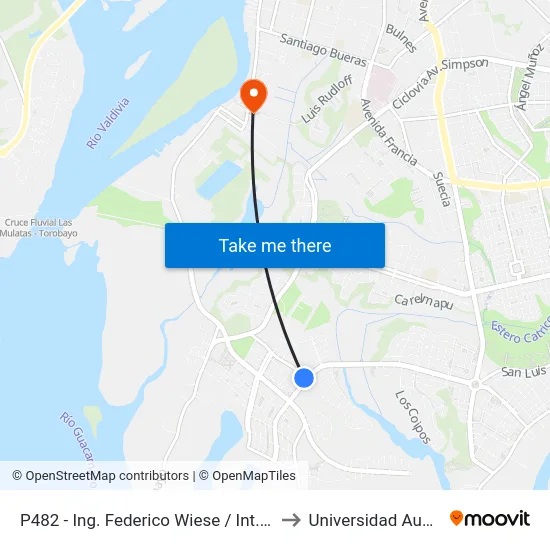 P482 - Ing. Federico Wiese / Int. Luis Damman Asenjo to Universidad Austral De Chile map